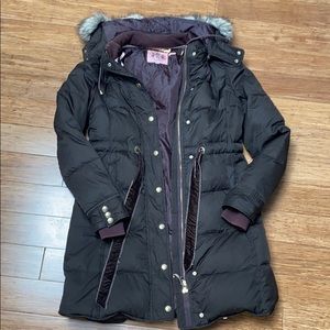 Juicy Couture Brown Down Coat with Faux Fur